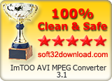 ImTOO AVI MPEG Converter 3.1 Clean & Safe award